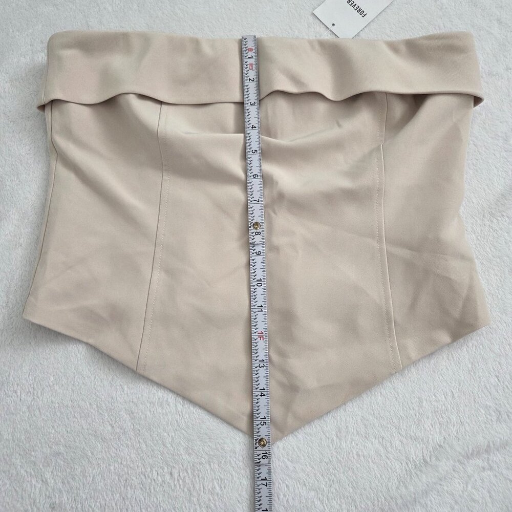 Forever 21 V‎ Hem Strapless Tube Top Large NWT Beige Champagne Y2K Old Money - Picture 11 of 13